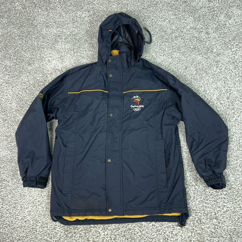 Vintage Line 7 Sydney 2000 Olympics Jacket Mens Large Blue Hooded Fleece Lined